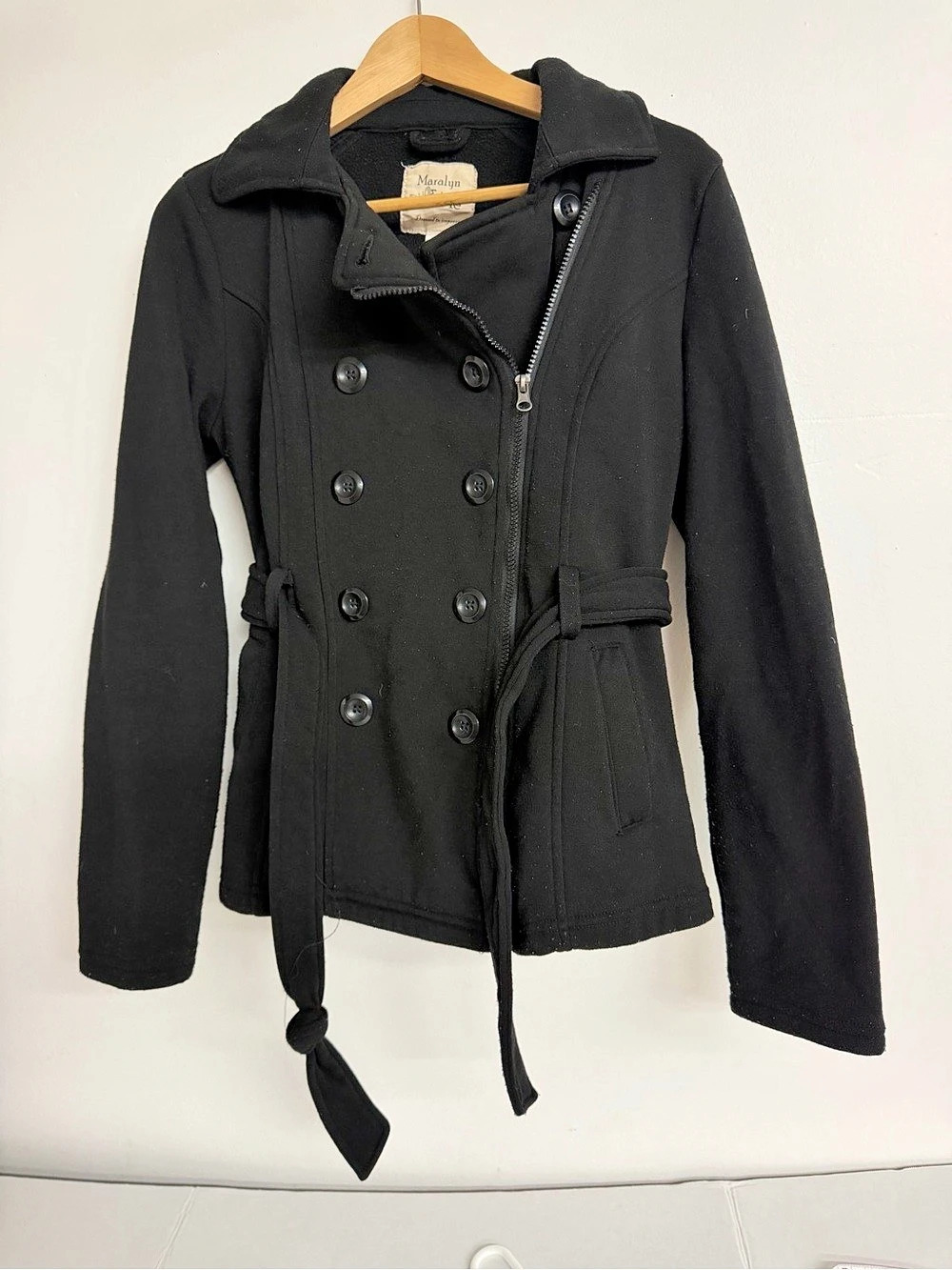Marilyn & Me Women's Black Pea Coat Size Large